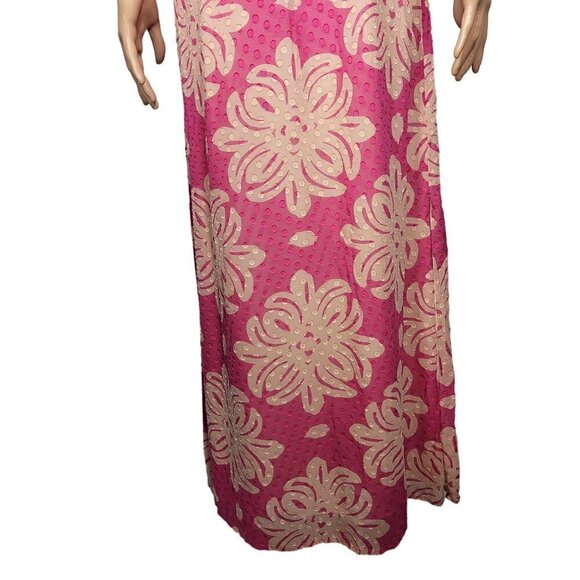Vineyard Vines Women's Medallion Silk Blend Pink Halter Maxi Dress Size 6 - Picture 10 of 12